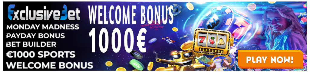 Exclusivebet casino welcome bonus banner